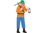Fiaba Nano Costume Carnevale Fantasia Festa Mondo Avventura Figura Minatore Piccolo Viaggiatore Verde Arancione Blu Stivali, Taglia: 56 - 58 (Xxl) Colore: Arancione