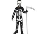 Scheletro Halloween Costume Con Cappuccio Tuta Bambini Inquietante Nero Bianco Masquerade Outfit Carnevale, Taglia: 98/104 Colore: Nero
