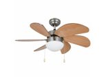 Orbegozo Cp 15075N Ventilatore Da Soffitto Con Luce, 3 Velocità, 6 Pale In Legno, Sistema Di Ventilazione Reversibile, 50 W