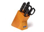 Set Di Coltelli Maitre 5 Pezzi In Blocco Di Legno Di Pino, Blocco Coltelli, Nero