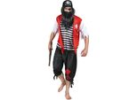 Costume Da Pirata Nero-Rosso-Bianco - Taglia Unica (42)