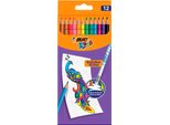 Bic 9878681 Matita Colorata Bic Kids Evolution Illusion, Cancellabile, Confezione Da 12 Pz