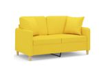 Vidaxl Divano A 2 Posti Con Cuscini Decorativi Giallo Chiaro 120 Cm In Tessuto