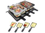 Jnglgo 1400W Griglia Per Raclette Per 8 Persone Griglia Elettrica Con Piastra In Granito E Piastra Per Grigliare Con Rivestimento Antiaderente Set Di Padelle Per Grigliare Elettrico Griglia Da Tavolo Per Feste Di Natale Campeggio
