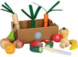Small Foot - Set Da Gioco In Legno Per Tagliare E Mangiare Verdure Fresche, 14Dlg.