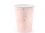 6 Bicchieri Di Carta Rosa Chiaro E Oro A Pois 260 Ml - Taglia Unica