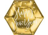 Piatti Di Carta Dorati Happy New Year 6 Pezzi 20 Cm - Taglia Unica