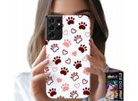 Etui Per Samsung Galaxy S21 Ultra - Zampe Di Cane Su Sfondo Bianco, Cane, Gatto, Orso