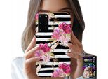 Custodia Per Samsung Galaxy S20 Plus - Motivo Floreale A Strisce Bianche E Nere