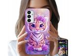 Custodia Per Samsung Galaxy M23 - Simpatica Tigre Su Sfondo Rosa + Vetro