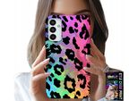 Custodia Per Samsung Galaxy M23 - Vetro Posteriore Leopardato Arcobaleno Colorato