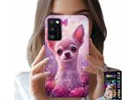 Custodia Per Samsung Galaxy A41 - Simpatico Chihuahua Su Sfondo Rosa Con Fiori