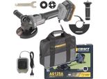 Procraft Industrial AG125A-1B-F Smerigliatrice Angolare A Batteria 20 V 125 Mm Brushless + 1X Batteria 4,0 Ah + Caricabatteria + Borsa