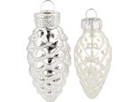 Nobile Cono Misto In Vetro Argento 5Cm, 14 Pezzi - Decorazioni Natalizie, Decorazioni Per L'albero Di Natale, Coni In Vetro, Pendenti In Argento