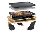 Kesser® Raclette-Grill Mit Naturgrillstein, Grillplatte Tischgrill FüR 8 Personen, Elektrogrill Raclette Grill Antihaftbeschichteter Grillplatte, 8 Pfannen Und Holzspatel 1200W
