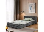 Letto Singolo 90X200 Cm, Tessuto Di Ciniglia Delicato Sulla Pelle, Comodo Schienale, Adatto Anche Come Letto Per Bambini, Grigio Scuro (Senza Materasso)