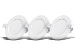 B.K.Licht Led Einbauleuchte "3Er Set Bad Einbaustrahler, IP44 GeschüTzt, Flache Einbauspots", Weiß, Ø 11,5Cm H: 3Cm, Leuchten, 3.000K, 450Lm, 6W, Kunststoff, 11,5 X 3 Cm, Weiß, Led Einbaustrahler Led Deckeneinbaustrahler