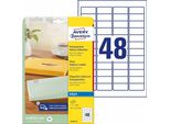 Avery Zweckform J4720 - Etichette Adesive In Poliestere - Trasparente - 21,2 X 45,7 Mm - 1200 Etichette (25 Fogli X 48) (J4720-25)
