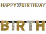 Ghirlanda Di Lettere Happy Birthday Argento/Oro Glitter 30