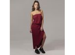 Urban Classics Donna - Bandeau Kleid In Viscosa Bordeaux - S