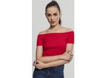 DáMské TričKo Urban Classics Ladies Off Shoulder Rib Tee Rosso Fuoco - M