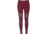 Urban Classics Donna - Leggings Tech Mesh Port Weinrot - S
