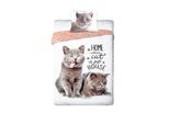 Faro Biancheria Da Letto In Cotone 140X200 Gatti Grigi 3310 Flirty Kittens Federa 70X90