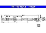 Ate 83.7750-0524.3 - Tubo Freno Oe 34 11 6 772 555 Per (R56), Cabriolet (R57), Clubman (R55), Clubvan (R55), Coupé (R58), Roadster (R59)