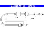 Ate 24.3728-1016.2 - Oe 30670 00QAC Cavo Frizione Per Kangoo (Kc), Kangoo (Fc)