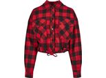 Urban Classics Donna - Camicia Corta Flanell Rosso Nero - 4XL
