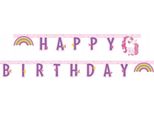 Procos - Striscione Di Compleanno Happy Birthday Unicorn Rainbow Colors Party In Carta PR93764