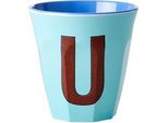 Rice Micchiere Medium Melamina Lettera "U"" Mint"