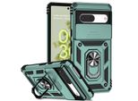 Custodia Per Google Pixel 7 Pro A Doppio Strato Con Copertura Scorrevole Della Fotocamera E Supporto Ad Anello Verde