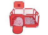 Selonis Box Con Cesto E 900 Palline Box Per Bambini, Rosso:Rosa Cipria/Perla/Trasparente