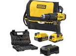 Stanley Fatmax SFMCD711DMA-QW - Trapano Avvitatore Impact V20, 18V, 2 Velocità, Set Di 50 Accessori Inclusi, 1 Batteria Da 2,0 Ah, 1 Batteria Da 4,0 Ah E 1 Borsa Per Attrezzi