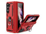 Custodia Per Samsung Galaxy Z Fold 5 Robusta A Doppio Strato, Protezione Militare Con Supporto Ad Anello E Supporto Rosso