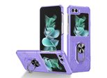 Custodia Per Samsung Galaxy Z Flip 5, Robusta Custodia Rigida In Pc, Antiurto, Con Supporto Ad Anello E Supporto Viola