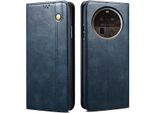 Custodia Per Oppo Find X6, Custodia Flip In Pelle Con Funzione Stand Blu