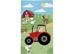 Detexpol Asciugamano Bambino 30X50 Trattore Rosso Cotone Bambino Colorato 26T