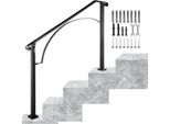Ringhiera Per Scale In Ferro Battuto - A Forma Di Arco - Ringhiera D'ingresso Per 3-4 Gradini - Per Esterni - Nera.