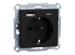 Merten Steckdose 1F Sw Mt Up Usb M.Bs IP20