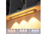 40Cm Led Sottopensile 3 Colori Di Luce Striscia Luminosa Ricaricabile Con Sensore Di Movimento Luce Per Armadietto Luce Per Cucina, Argento