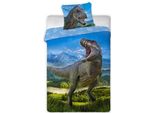 Faro Biancheria Da Letto In Cotone 140X200 Dinosaurus T Rex 001 Federa Blu 70X90