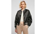DáMská College Bunda Urban Classics Ladies Short Oversized Satin College Jacket Nero - 4XL