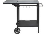Vevor Carrello Di Servizio Carrello Da Cucina 97,2 X 64 X 75,5 Cm Carrello Da Pranzo Per Barbecue All'aperto Con Doppio Ripiano, Tavolo Mobile Da Barbecue Per La Preparazione Dei Cibi, Piano In Ferro Multifunzionale Nero