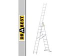 Drabest | Scala In Alluminio - 3X11 Pioli, Multifunzionale, Scala A Gradini E Scala Singola, Altezza Di Lavoro 6,55 M, Stabilizzatore Stabile, Fino A 150 Kg