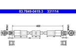 Ate 83.7849-0419.3 - Tubo Freno Oe 3D0 611 701 C Per A8 (4E), A8 (400), Phaeton (3D)