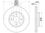 Hella 8DD 355 103-971 - Disco Freno Oe 60812137 Per Mito (955), Nemo, 500 (312), Bravo, Doblo, Fiorino, Idea, Linea, Panda, Punto, Qubo, Stilo, Bipper (Aa), Bipper Tepee
