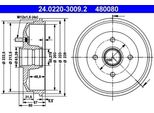 Ate 24.0220-3009.2 - Oe 7296355 Tamburo Del Freno Per Puma, Street Ka (RL2), Escort Vi, Escort Vii, Fiesta Iv, Fiesta V, Ka (Rb)