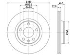 Hella 8DD 355 105-531 - Oe 8E0615301B Disco Freno Per A4 (8D), A4 (8E), Passat (3B)